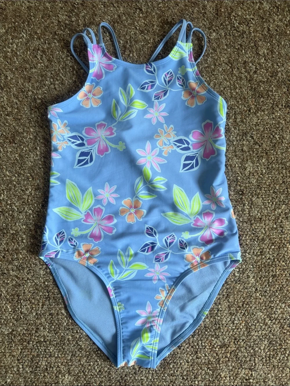 The Children's Place Light Blue Floral One-Piece Swimsuit